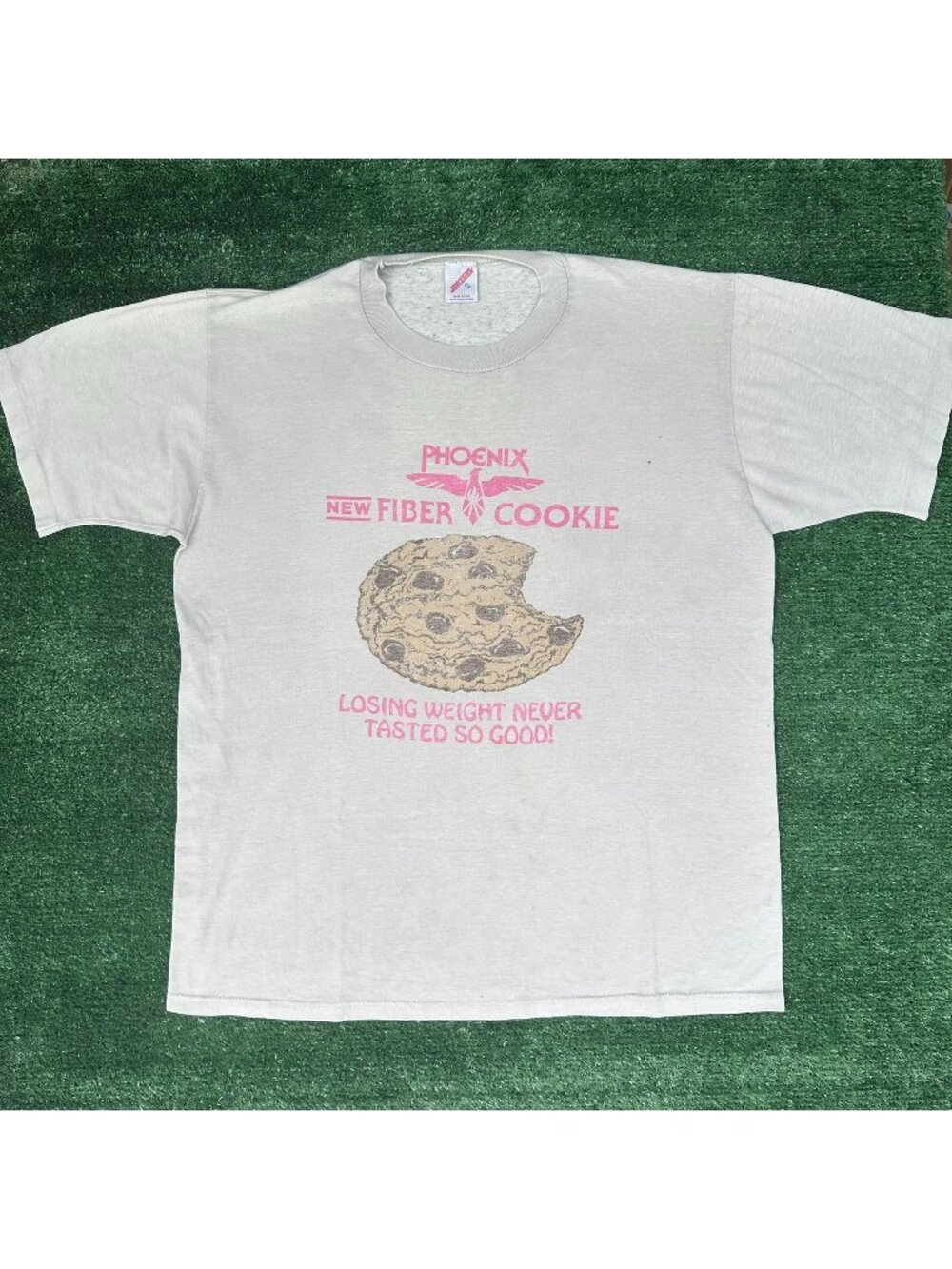 Vintage 80s Weight Loss Cookie T-Shirt Gray XL Single Stitch Paper Thin Humor